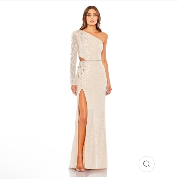 Mac Duggal EMBELLISHED ONE SLEEVE CUT OUT GOWN size 12 NEW $798 - Picture 2 of 12